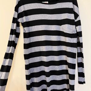 Vivienne Tam Black and Gray Striped Top